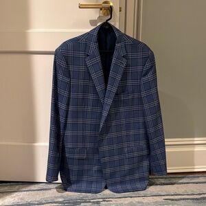 Classic Navy Plaid Men's Blazer